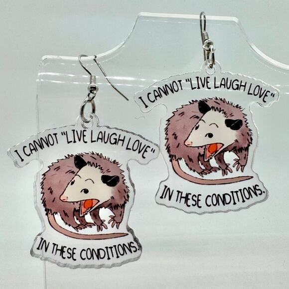 Not In The Mood Earrings - Possum Earrings - Funny Earrings - Animal Accessories - Picture 1 of 8